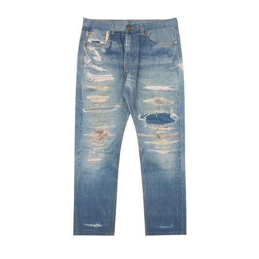 streetwear ripped hole patch baggy y2k jeans for men washed pantalones hombre straight casual denim trousers oversized vintage washed jeans