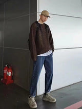 minimalist knit hoodie, photo-ready knit, unisex oversized techwear hoodie for men street style