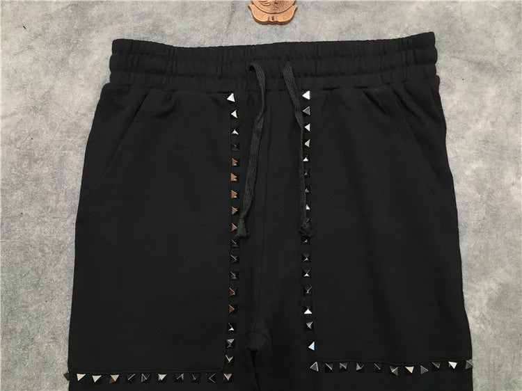 high new novelty cotton luxury men metal rivets pockets comfortable classic paisley 4 white casual pants sweatpants thicken m2 casual joggers