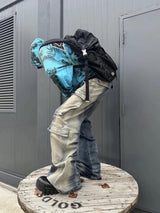 fashion denim baggy cargo jean pants men hip hop elastic waist wide legs retro washed jeans side pocket streetwear jeans joggers urban active pants