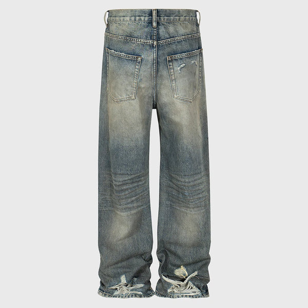 hi street vintage baggy jeans men retro blue loose straight denim pants distressed ripped dirty jeans trouser hip hop streetwear denim street jeans