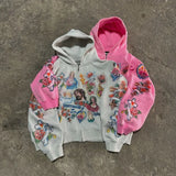 American Street Goth Harajuku Cartoon Print Oversized Sweatshirt Men Y