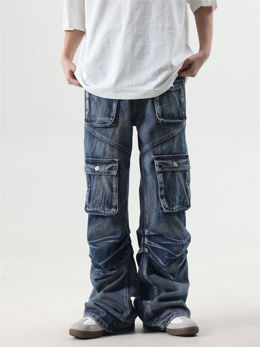 2024 multi pocket jeans vintage mens harajuku cargo denim pants retro hip hop straight loose jean pants 1 unique cargo style 119