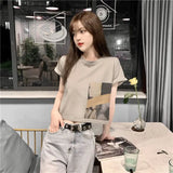 Skatercore Vintage print – New Summer New Pure Cotton Discreet Navel Baring Short Sleev