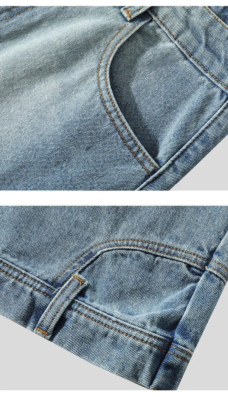 High Street Denim Short Retro Blue Jeans Summer New Men's Baggy Shorts Y2k Oversize Clothes Unisex Jeans