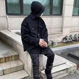 Back Zipper Vibe Style Black Long Sleeve Shirts Jackets for Men Streetwear Y2k Baggy Ropa Hombre Camisas Oversized Loose Coat