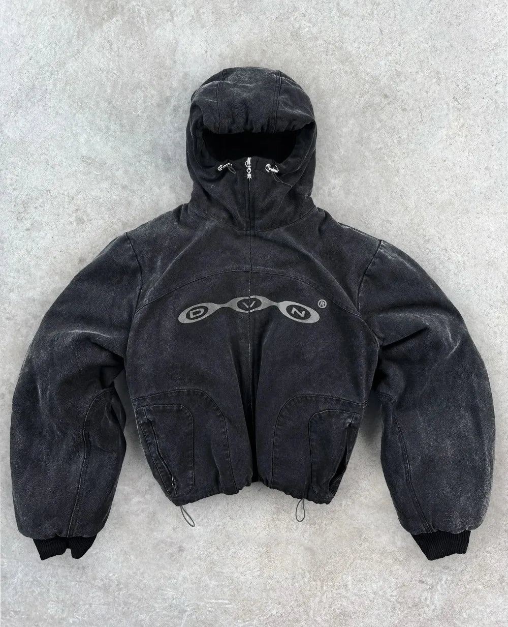 Harajuku Vintage Washed Divin Zip Up Hoodie Y2K Streetwear Goth Hip Ho