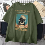 Anime Oversized shirt – Hardworking Cake Chef Cat Tshirt Man Printed Trendy Streetwe