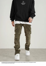 mens corduroy cargo pants new casual hip hop side pockets skinny trousers streetwear bottom zipper fashion slim fit pant joggers unique joggers style 4108