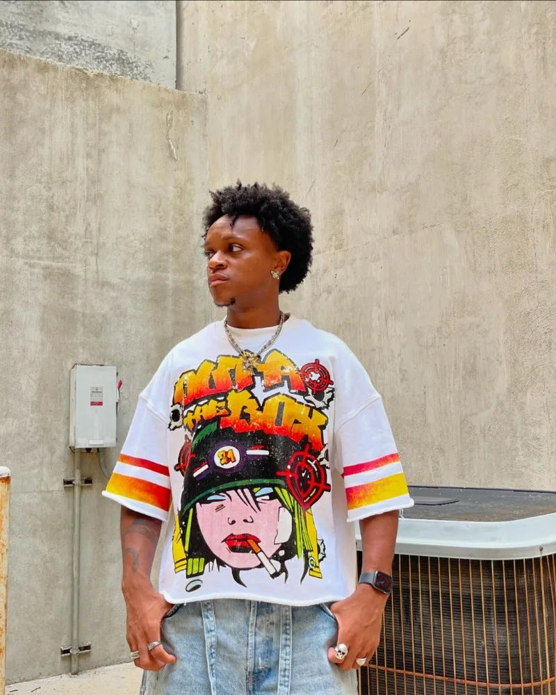 Cyberpunk Vintage t-shirt – Harajuku Trendy High Street Clothing Fashion Anime Letter Pr