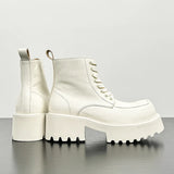 Men's Genuine Leather High Sole Platform Streetwear Fashion Casual Increase Boots Male Punk Gothic Rock Motorcycle Boots Shoes