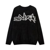 techwear street knit hoodie with oversized flame detail for urban fall winter outfits, street fashion menswear trend for seas
