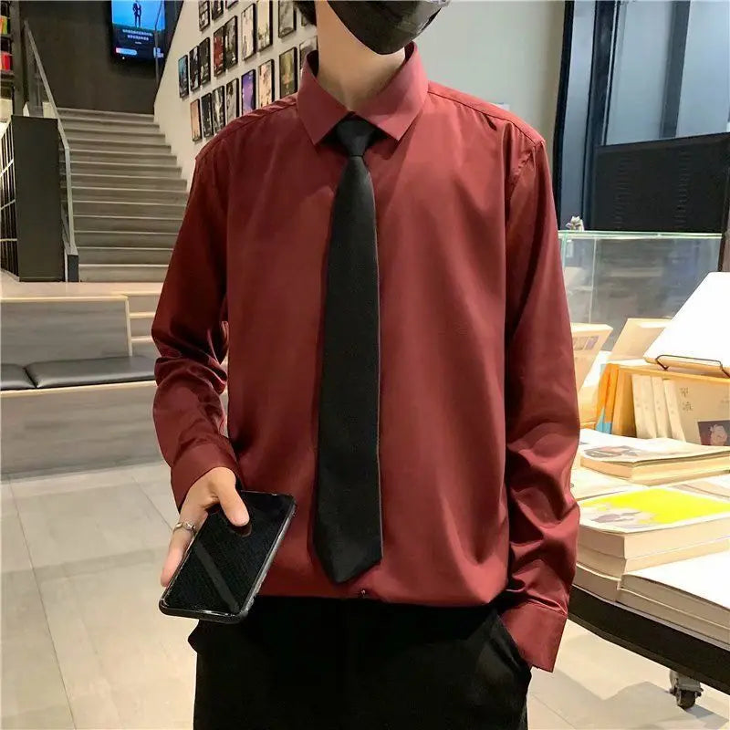 2023 Spring New Light Luxury Fashion Shirt Men Korean Version Long-sleeved Loose Casual Men Clothing Boutique Clothing