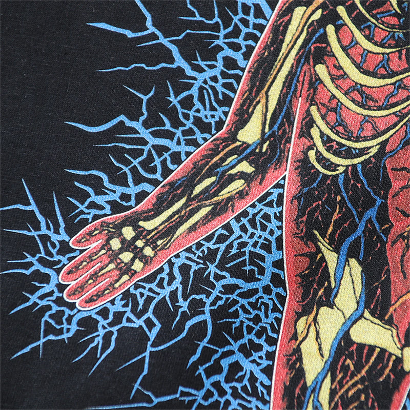 cyberpunk graphic tee featuring summer vintage retro skeleton print high street cotton casual loose tops t shirt
