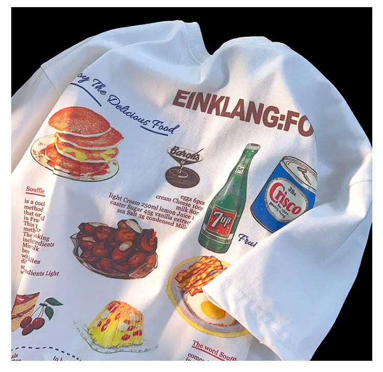 Sadcore Aesthetic print tee – American Retro Cake Food Anime T Shirts Vintage Cartoon Shor