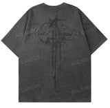 Sadcore Vintage print – Men Street T Shirts Artistic Logo Design Suede Short Sleeves