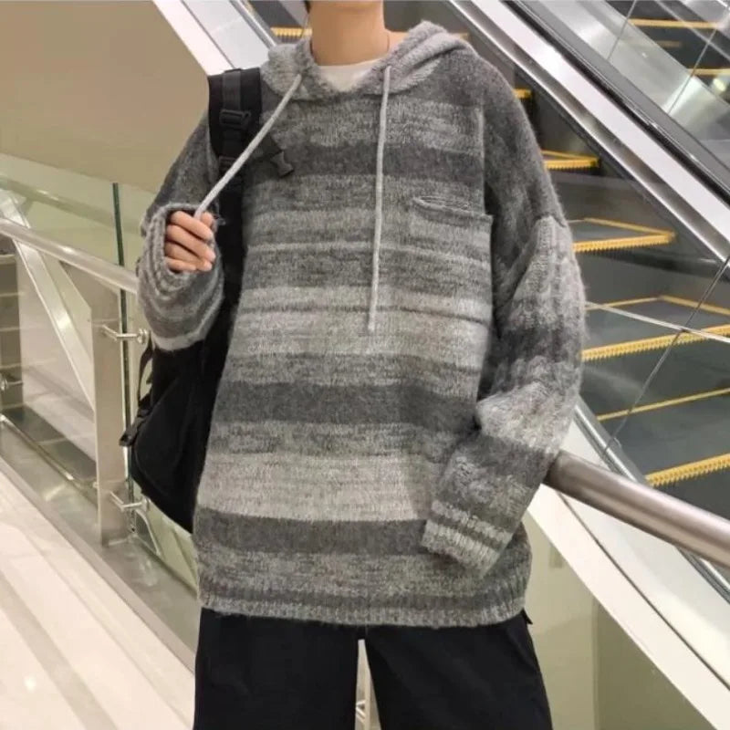grunge fire sweater, streetwear drip, cozy knitwear for men, oversized grunge aesthetic winter top