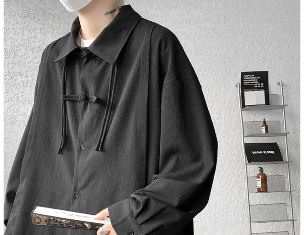 Shirts for men spring and autumn style national fashion design loose and versatile large size