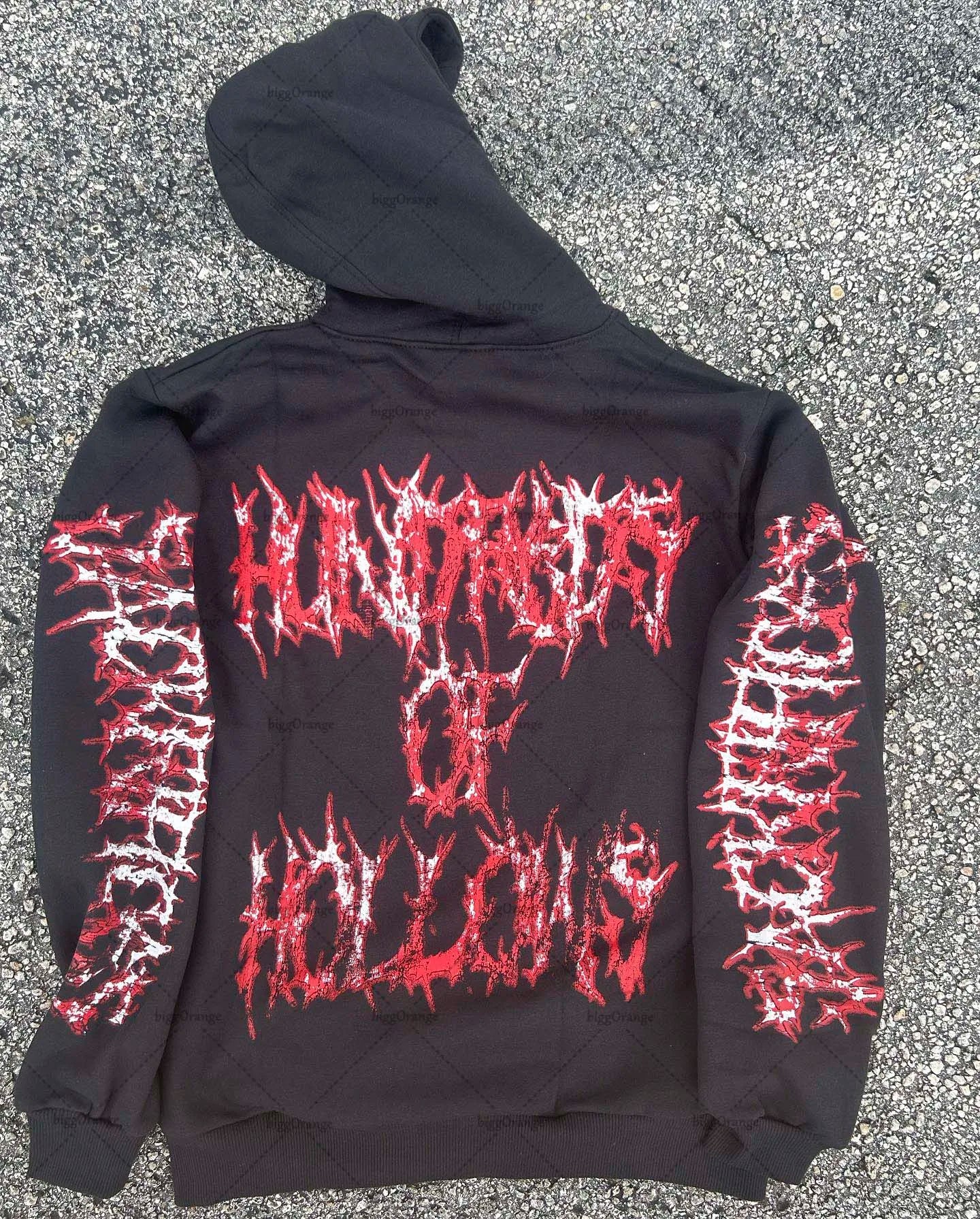 2023 New American Gothic Letter Print Oversized Hoodie Mens Y2K Retro