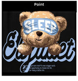 Skatercore Tribal flames – Kawaii Sleep Bear Graphic Printed Y2K T Shirt Mens Casual