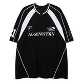 Glitchcore Aesthetic piece – Men T Shirts Patchwork V Neck Short Sleeve T Shirt High Stre