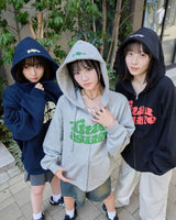 Trendy Brand Casual Loose Versatile Letter Printed Zipper Hoodie Women