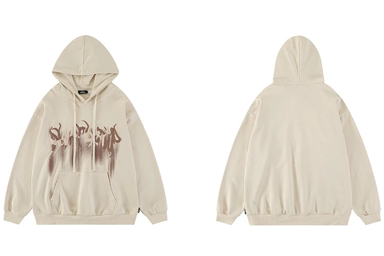 2023 Hip Hop Streetwear Hoodie Sweatshirt Letters Bubble Printing Hood