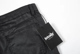 streetwear kanye slim fit feet coated black jeans pants for men pocket brushed wax tapered pants man casual cargo jeans y2k unique cargo style 4564