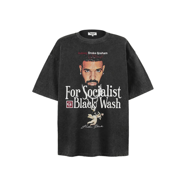 anime vintage t-shirt featuring vintage 24ss retro drake portrait print cotton high street washed hip pop short sleeve quality tops t shirts for summer