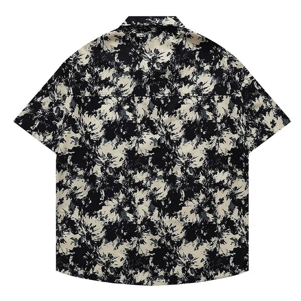 Men's Shirts Harajuku Cool Handsome High Street Masculinas Hawaiian Stylish Loose Half Sleeve Shirt Dark Wind Versatile Tops