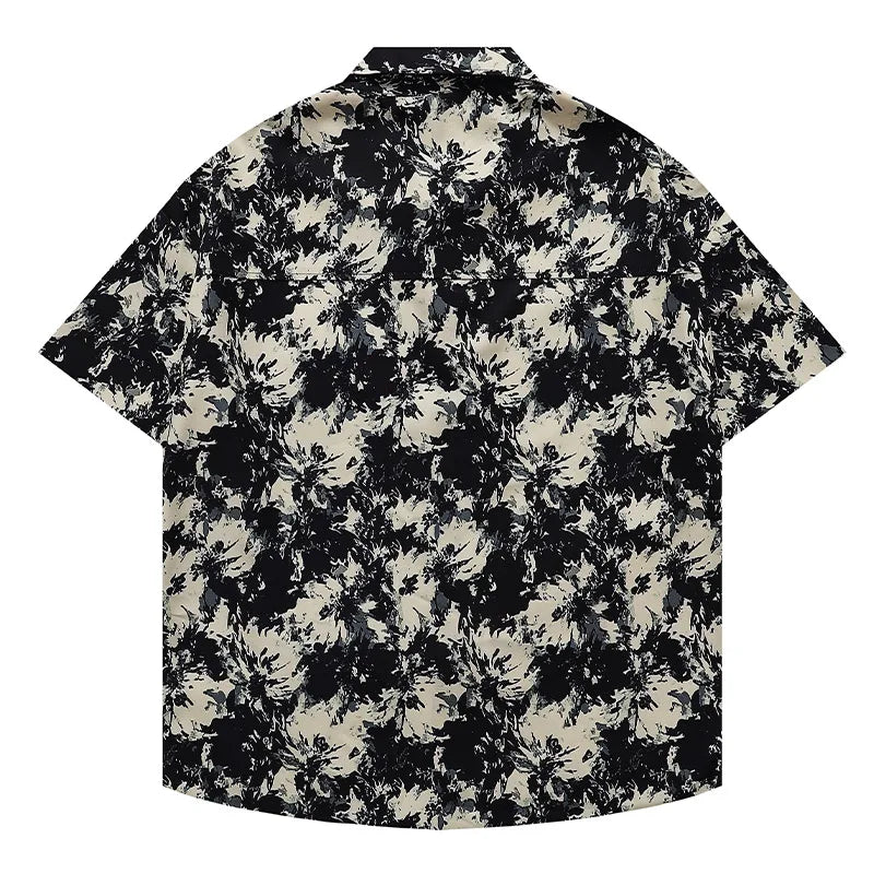 Men's Shirts Harajuku Cool Handsome High Street Masculinas Hawaiian Stylish Loose Half Sleeve Shirt Dark Wind Versatile Tops
