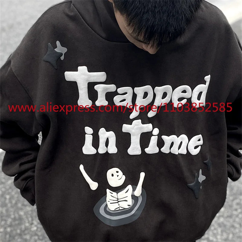 2024 Autumn Winter New Vintage Velvet Hoodie Long Sleeve American Heav