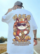 Harajuku Crying character – Good Fortune Befell Print Oversized T Shirt For Men Anime Ca
