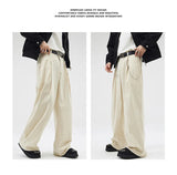 wide leg casual suit pants men japanese korean streetwear fashion loose cleanfit suit baggy pants cityboy long trousers unique default style 2164