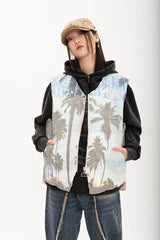 hip hop loose jacket vest unisex casual cotton padded vests mens harajuku streetwear printed sleveless warm reversible coat n - variant style 84e462 for streetwear fashion