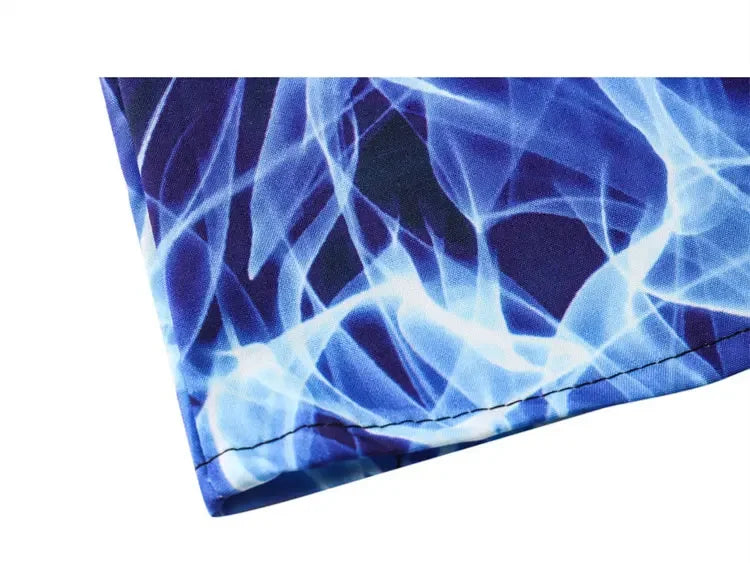 Dark Icon Blue Flame Polo Shirt Men Summer Light Weight Material Hawaiian Shirts Streetwear Men's Shirt