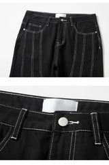 fashion design lines denim jeans mens zipper loose straight trousers hip hop new casual streetwear pants joggers baggy jeans unique joggers style 1468