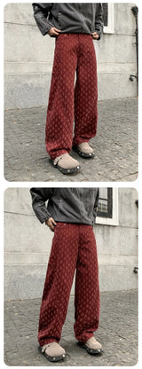 men brand fashion wash jacquard denim splice pocket loose casual wide leg baggy jeans cityboy cargo jeans pants trousers combat utility trousers