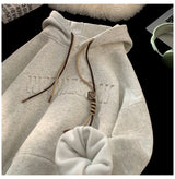 Embossed Letters Casual Hooded Sweatshirt Basic Colours Drawstring Cla