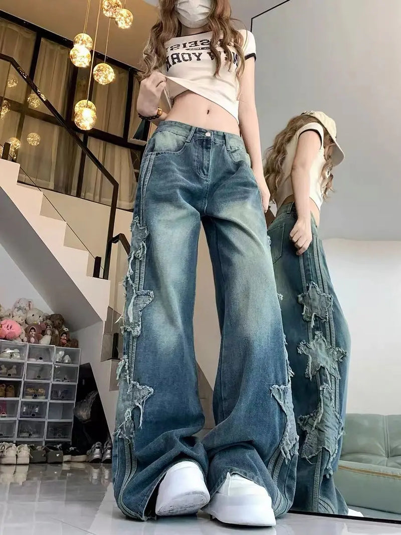 american retro high street straight leg jeans for men and women 2024 spring and autumn trend loose straight leg casual pants y2k denim street jeans