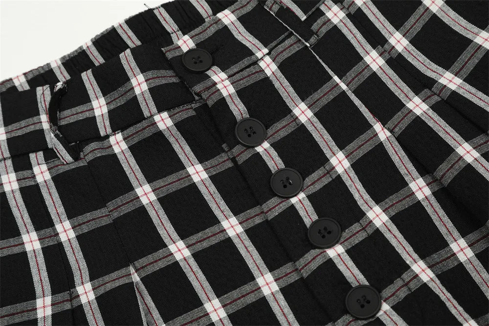 men women american streetwear fashion loose plaid wide leg straight pant boyfriend button down sports casual pants trousers unique default style 1429