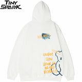 2023 Men Hip Hop Hoodie Sweatshirt Streetwear Bear Letter Print Pullov