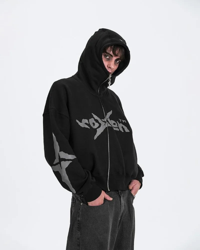 American High Street Trendy Brand Retro Pattern Letter Print Oversized