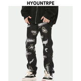 harajuku destroy ripped holes denim jeans mens zipper jeans hip hop fashion streetwear new casual straight joggers jean pants relaxed fit joggers