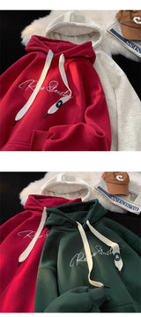 Men Hoodie Letter Printed Long Sleeve Autumn Sweatshirts Goth Fashion Y2K Vintage Hoodies Streetwear Fleece Pullover