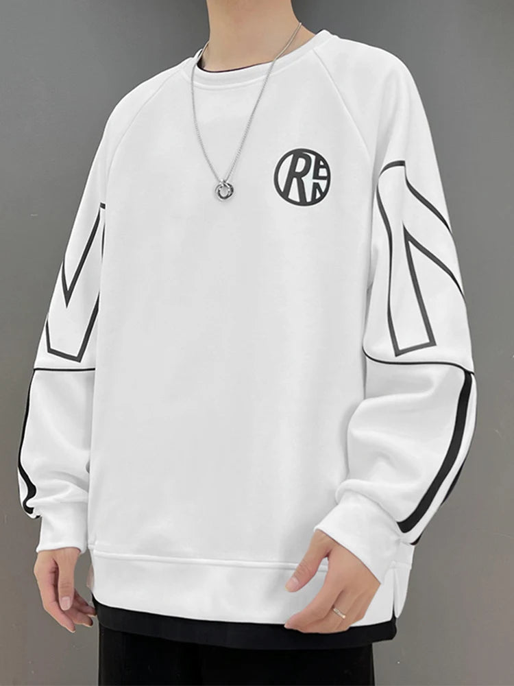 Y2K Vintage Letter Printed Pullovers Hoodies For Men Korean Fashion Ne