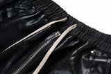 ro style glossy black pu leather pants for men high street y2k pantalones hombre baggy overall wide leg drawstring cargos unique cargo style 5649