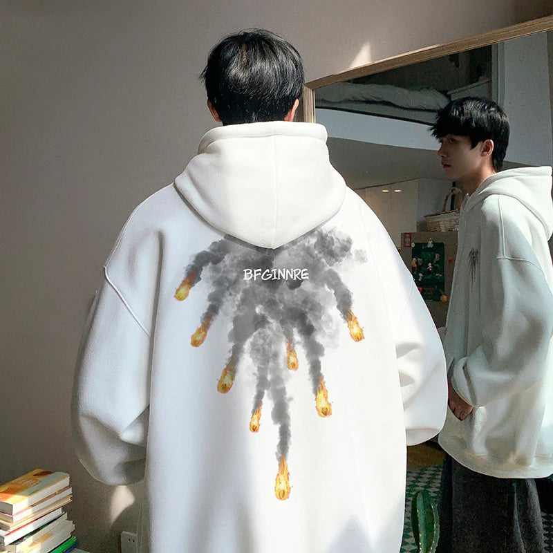 New Anime Meteorite Fall Graphic Printed Hooded Sweatshirts Hombre Hip