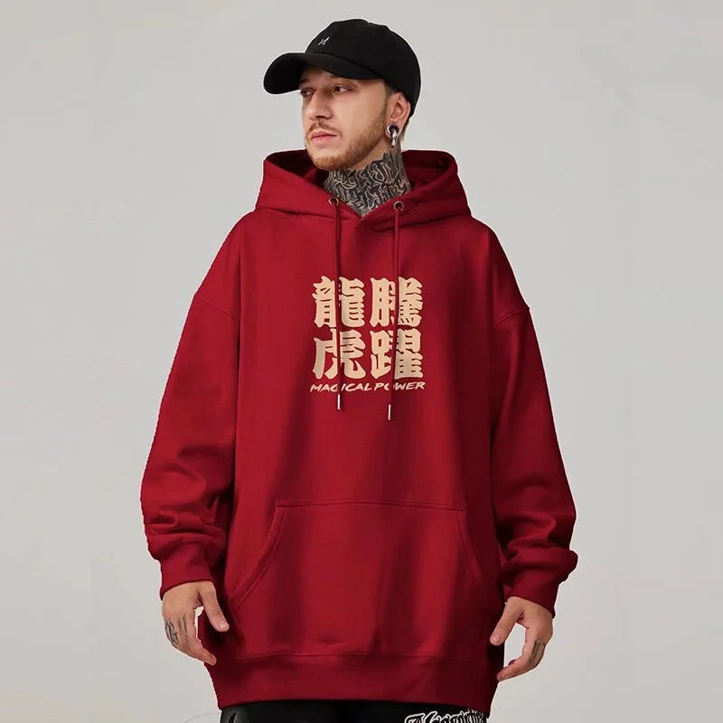 Chinese Dragon Graphic Printed Hoodies Men Streetwear Hip Hop Clothing Y2K Fleece Sweatshirts 2024 New Oversized Pullover Hoody