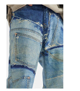 fashion fake patchwork printed denim jeans mens new casual zipper straight loose jeans streetwear hip hop baggy pants joggers unique joggers style 2425